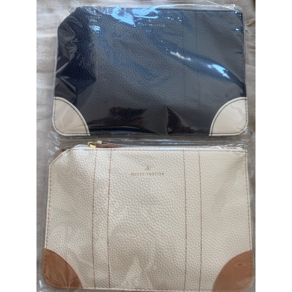 ANA Airlines Globe-Trotter Business Class Amenity Pouches Set of 2 Navy Cream